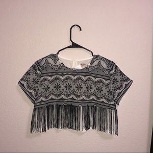 Black Lace Blouse | Fringe | Transparent back |